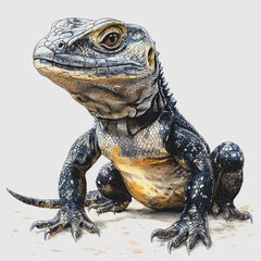 Obraz premium Stunning Drawing of Monitor Lizard on White Background Wildlife Art Illustration Nature Animal Drawing for Educational and Decorative Purposes Stunning Visuals High-Quality Artwork