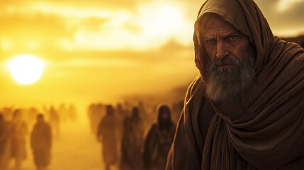 The Vision of Ezekiel who Sees a Valley of Dry Bones Come to Life, Biblical Old Testament Depiction, Copy Space