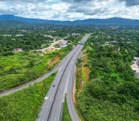 North South tool road highway from St Catherine Kingston to Mammee Bay St Ann Ocho Rios Montego Bay North Coast Jamaica with bridge