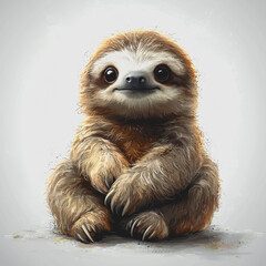 Fototapeta premium Happy Sloth Smiling in a Lush Green Environment Perfect for Nature Lovers Wildlife Conservation and Animal Photography Enthusiasts Seeking Unique Stock Images of Exotic Creatures