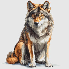 Fototapeta premium Stunning Artistic Drawing of a Wolf Sitting Down in Nature with Detailed Fur Texture and Captivating Expression Perfect for Wildlife and Animal Enthusiasts and Stock Photography Lovers
