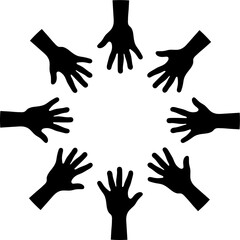 A set of hands symbolizing a team or teamwork flat icon for business apps and websites