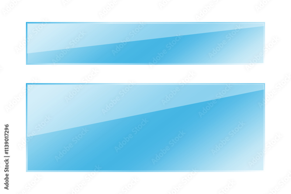 Poster gradient blue rectangles. shiny transparent shapes. modern vector elements. clean glossy surfaces.