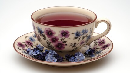 Fototapeta premium a teacup and saucer with a floral design