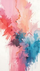 Fototapeta premium Bold, abstract brush strokes with soft pastel overlays in a boho theme