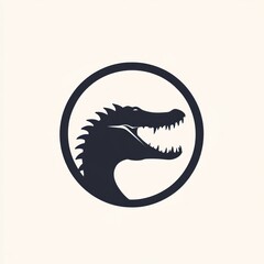 Obraz premium Crocodile head silhouette in a circle.