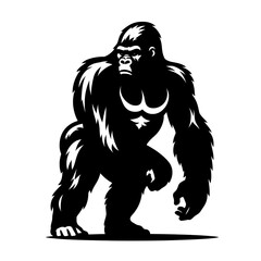 Fototapeta premium Gorilla vector illustration, Gorilla silhouette vector black and white