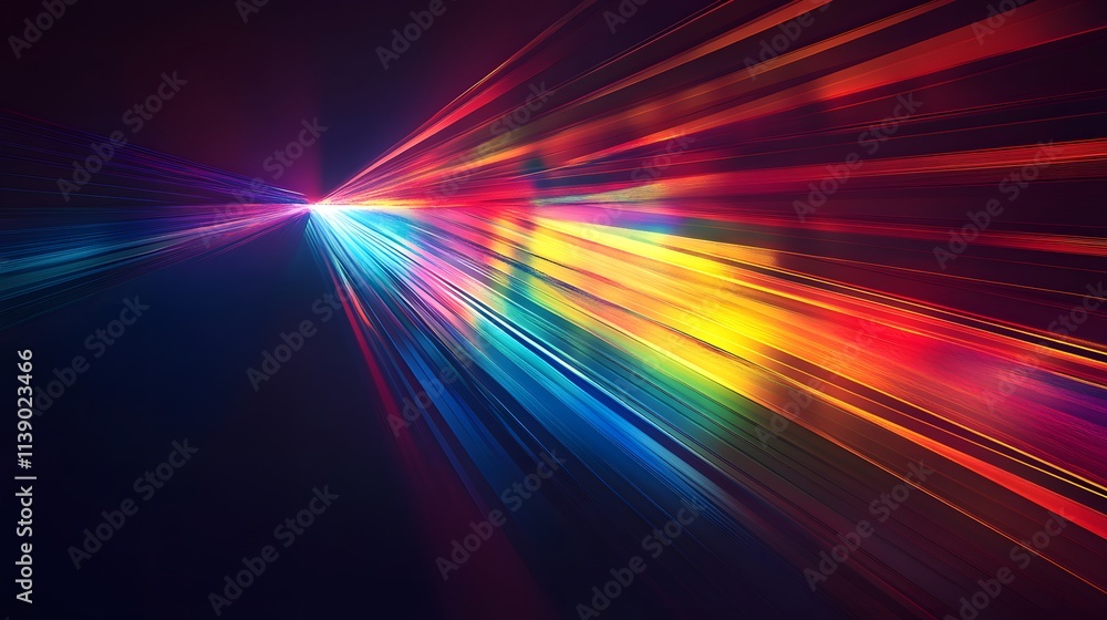Poster abstract colorful light rays converging dynamically