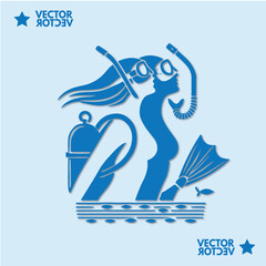 Obraz premium Holiday Diving activities logo vector