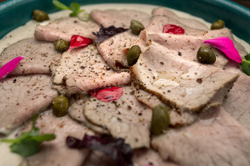 Traditional vitello tonnato with capers