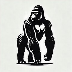Fototapeta premium Gorilla vector illustration, Gorilla silhouette vector black and white