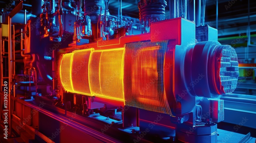 Poster an image showcasing a thermal imaging camera displaying hotspots on a machines surface highlighting 