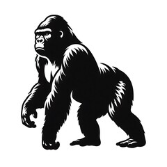 Fototapeta premium Gorilla vector illustration, Gorilla silhouette vector black and white