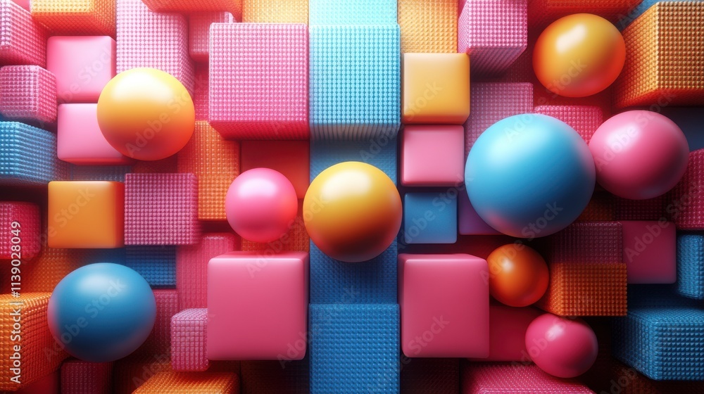 Poster abstract 3d animation geometric background with moving shapes seamless looped vide