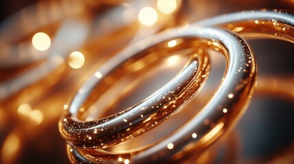 abstract 3d animation gold sphere with rings seamless looped vide