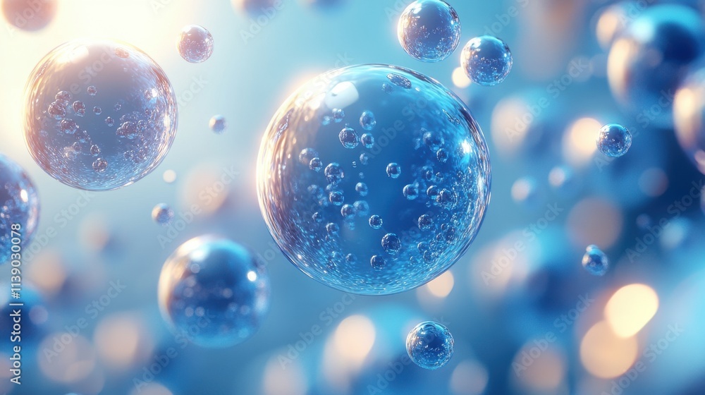 Aufkleber abstract 3d animation of blue flying blobs seamless looped vide