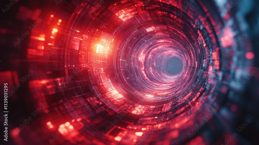 Poster abstract 3d animation red futuristic structure seamless looped vide