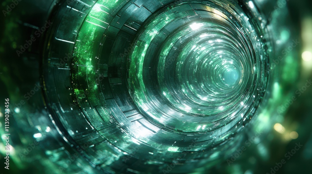 Poster abstract 3d animation rotating green futuristic shape video loo