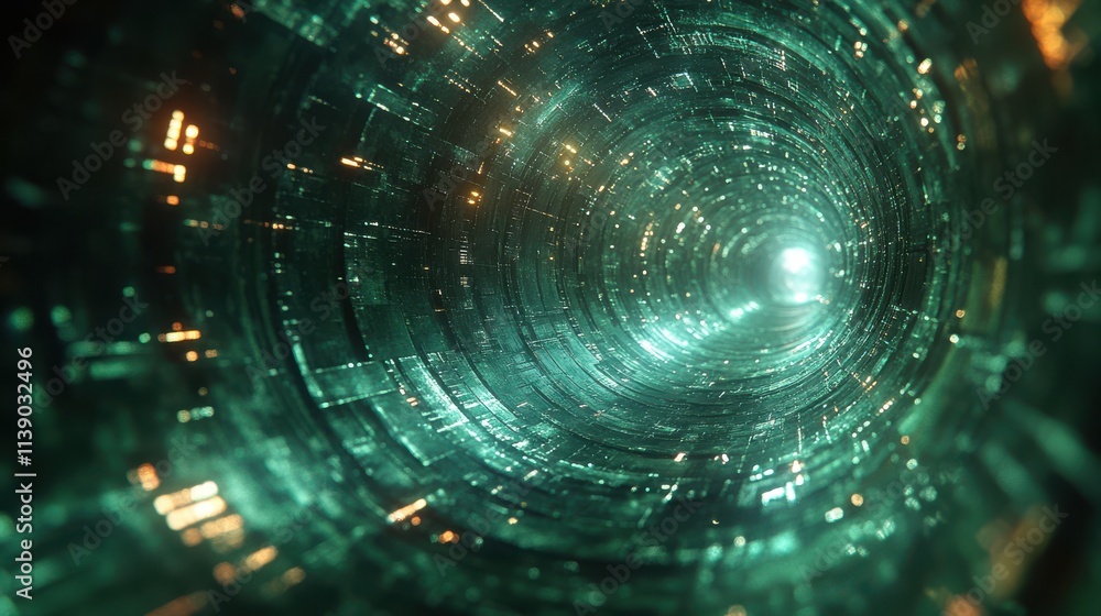 Poster abstract 3d animation rotating green futuristic shape video loo