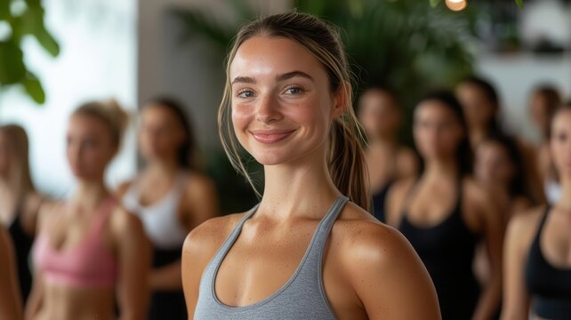 consumer trends concept. A fitness class hosted at a retail pop-up store to engage health-conscious consumers, consumer trends market health and wellness, interactive marketing initiative