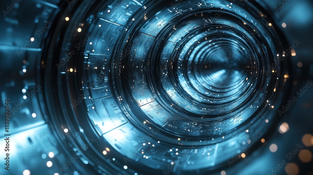Poster abstract 3d animation rotating metal futuristic shape video loo
