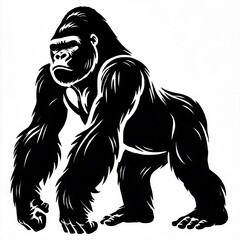 Fototapeta premium Gorilla vector illustration, Gorilla silhouette vector black and white