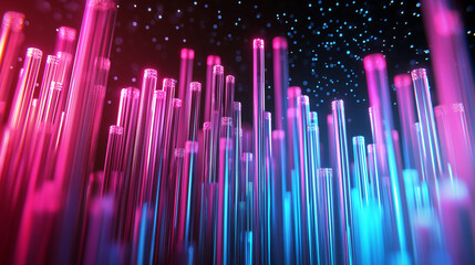 Obraz premium Vibrant abstract digital landscape with glowing lines 