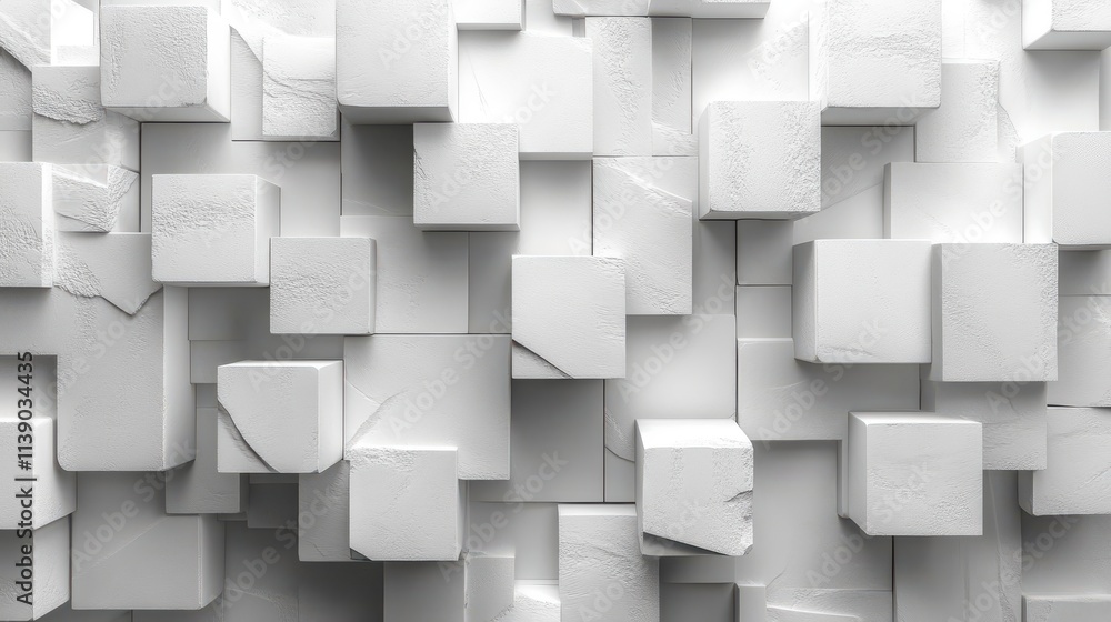 Poster abstract 3d animation white rotating cube vide
