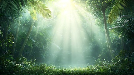 Obraz premium Mysterious jungle scene low angle nature photography in a lush tropical forest