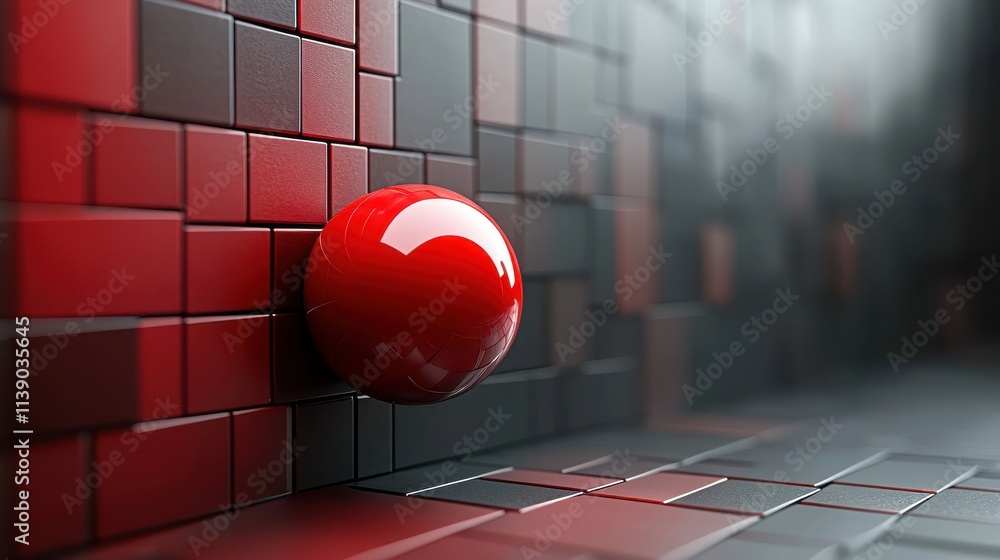 Poster abstract 3d background design with red sphere