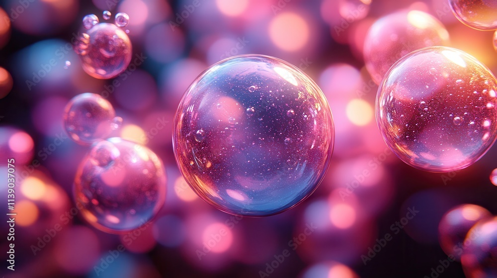 Aufkleber abstract 3d render animation of colorful bubbles seamless looped vide