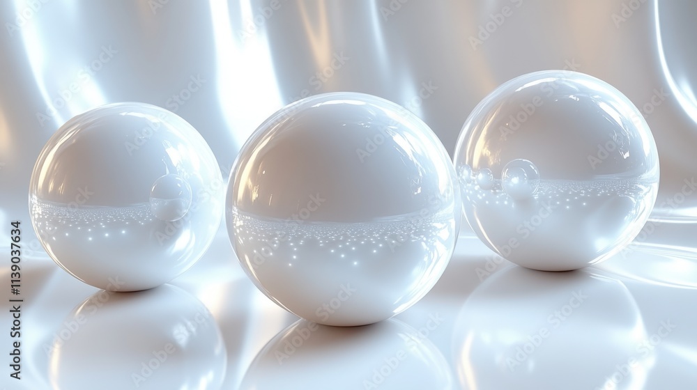 Poster abstract 3d render animation of white spheres motion background design seamless looped vide