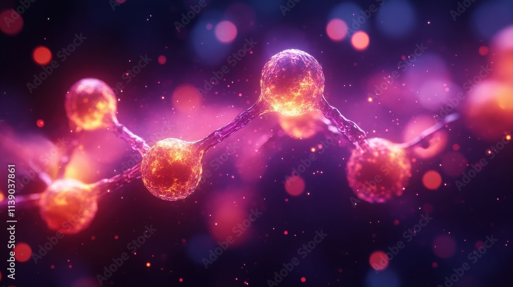 Poster abstract 3d render background design molecular structure concept animatio