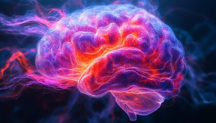Fototapeta premium A brain illuminated with vibrant