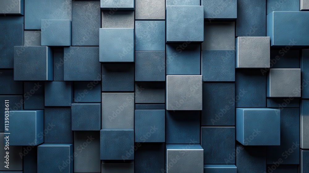 Poster abstract 3d render black and blue geometric background with cubes modern animation motion design sea