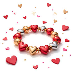 Obraz premium Charming heart bracelet with colorful accents and floating hearts for love and celebration, photography of product photography concept.