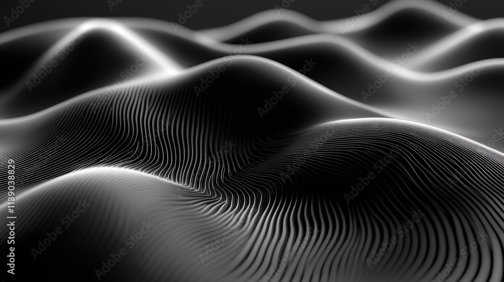 Poster abstract 3d render black background design with curved line