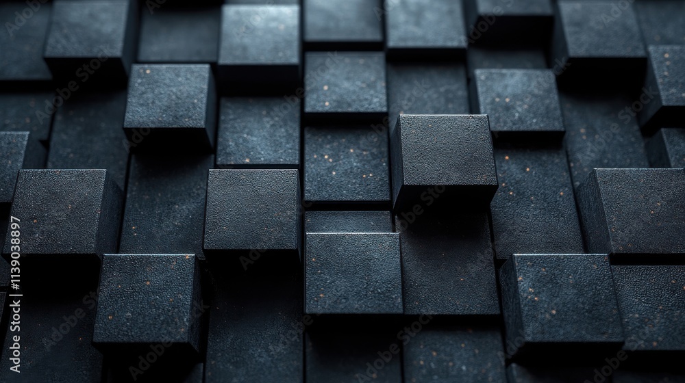 Poster abstract 3d render black cube shape geometric desig