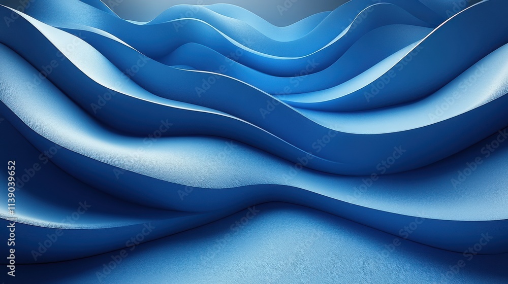 Poster abstract 3d render blue background design with curved line