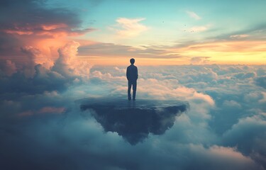 Fototapeta premium a person who looks up at the sky , Generative AI 