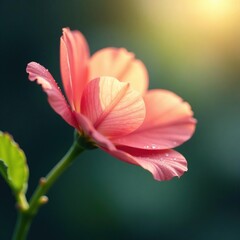 Fototapeta premium Softly glowing dew-kissed petals on a slender stem, kissed, soft glow, delicate