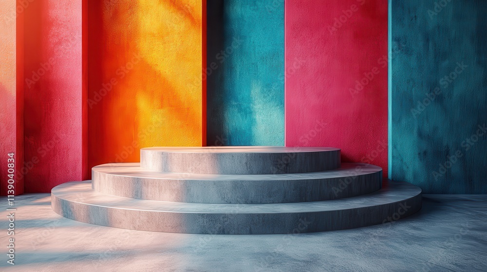 Aufkleber abstract 3d render colorful minimalist geometric compositio