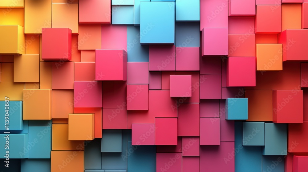Aufkleber abstract 3d render colorful squares geometric background desig