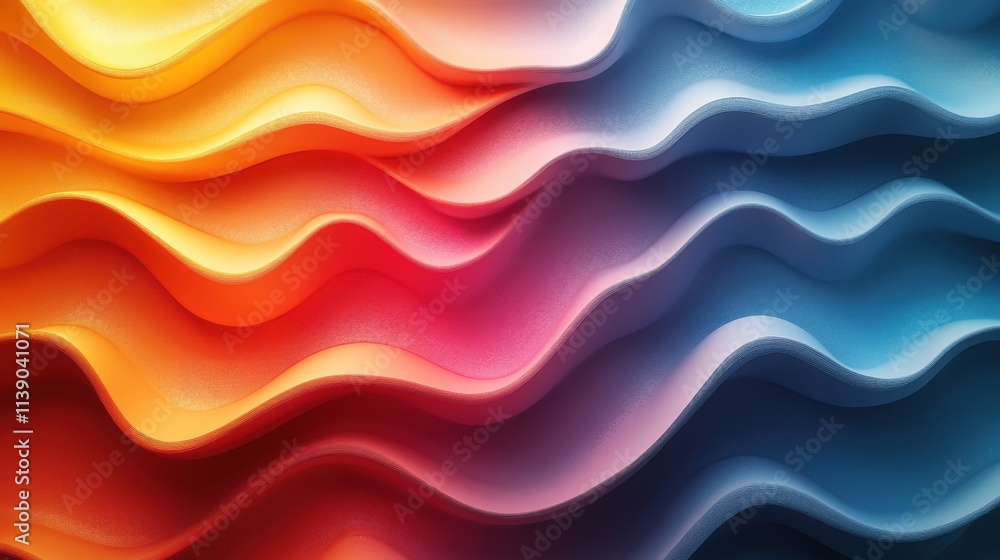 Poster abstract 3d render colorful wavy line background desig