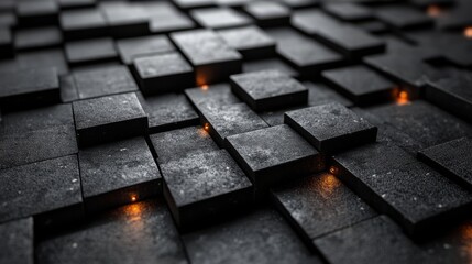 abstract 3d render dark background design with cube