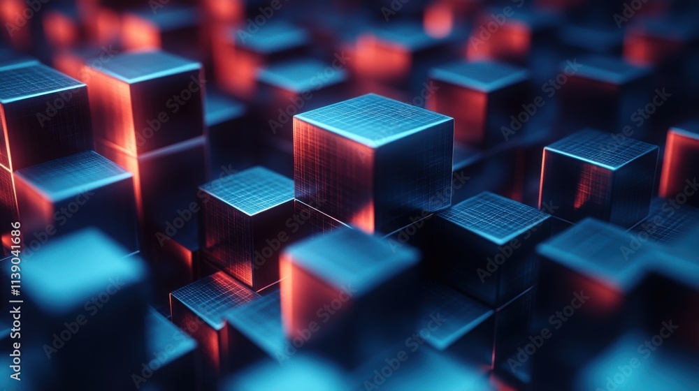 Poster abstract 3d render dark geometric background design with cube