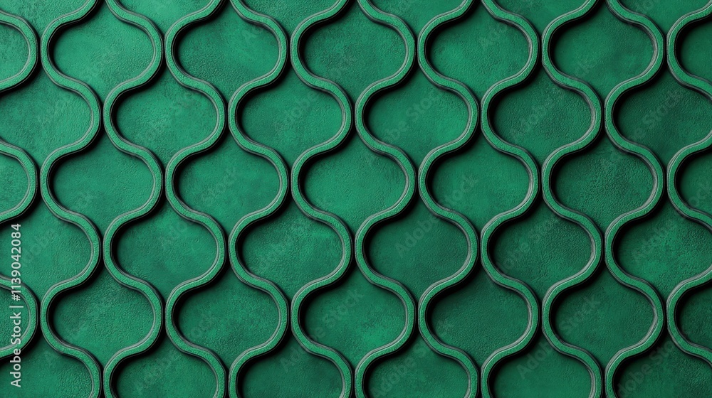 Poster Green Wavy Pattern with Elegant Curves and Textured Surface