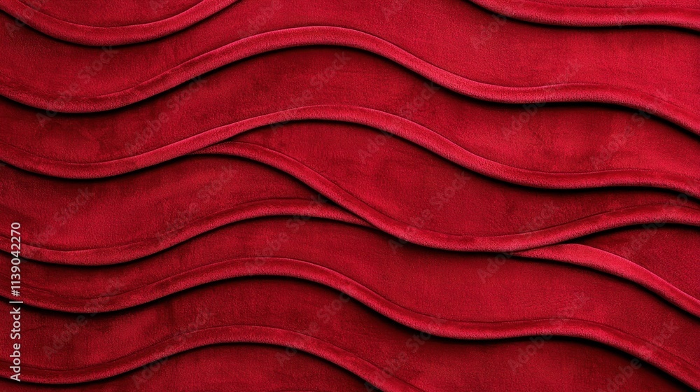 Poster elegant red textile with wave patterns for interior design