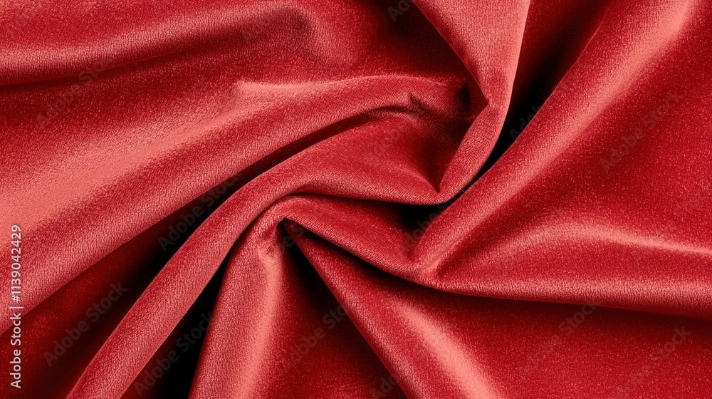 Aufkleber glossy red fabric texture with wrinkles and soft drapery