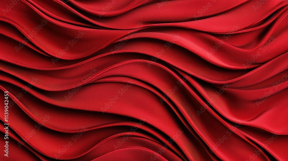 Poster elegant red satin fabric with subtle waves and texture patterns